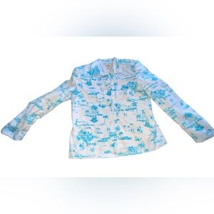 Talbots Women’s Tropical Blue and White Jacket Size 4